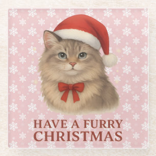 Dessous-de-verre En Verre Joyeux Noël avec un adorable chaton sibérien de No
