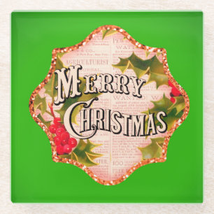 Dessous-de-verre En Verre Joyeux Noël Vintage Pays Dessous de verre cadeau d