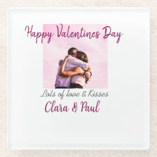 Dessous-de-verre En Verre Joyeux Valentines jour moderne baisers amour ajout