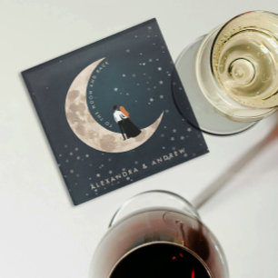 Dessous-de-verre En Verre Jusqu'à la Lune et Retour Cute Love Étoiles Nuit C