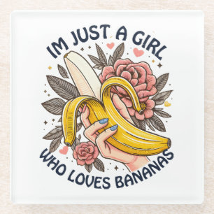 Dessous-de-verre En Verre Juste Une Fille Qui Aime Les Bananes