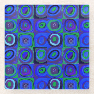 Dessous-de-verre En Verre Kandinsky Farbstudie Carrés Bleus Cercle Carré
