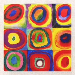 Dessous-de-verre En Verre Kandinsky Farbstudie Quadrates Cercles Art 
