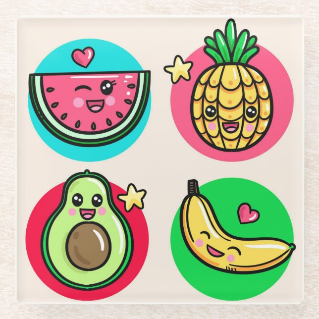 Dessous-de-verre En Verre Kawaii (Devant)