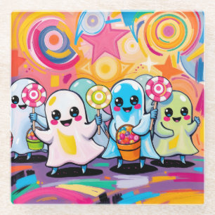 Dessous-de-verre En Verre Kawaii Candy Parade Carton coloré mignon