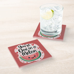 Dessous-de-verre En Verre Kawaii "Vous êtes Un dans un Melon" Mignon Pun Cit