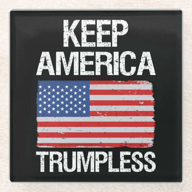 Dessous-de-verre En Verre Keep America Trumpless III (Devant)