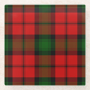 Dessous-de-verre En Verre Kerr tartan rouge vert plaid