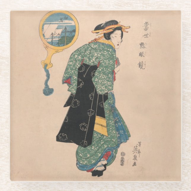 Dessous-de-verre En Verre Kimono Woman Courtesan (Devant)