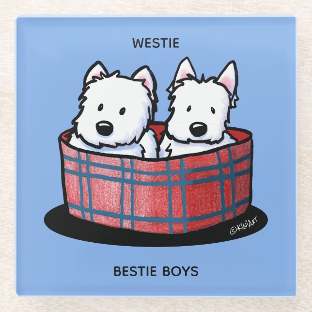 Dessous-de-verre En Verre KiniArt Westie Besties (Devant)