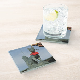 Dessous-de-verre En Verre Kitsune キ ツ ネ (Fox) avec clé dans la bouche