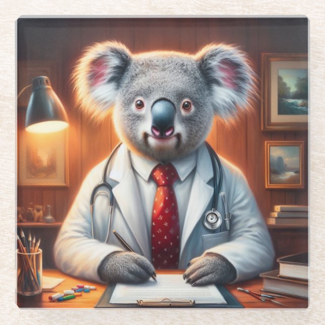 Dessous-de-verre En Verre Koala Doctor (Devant)