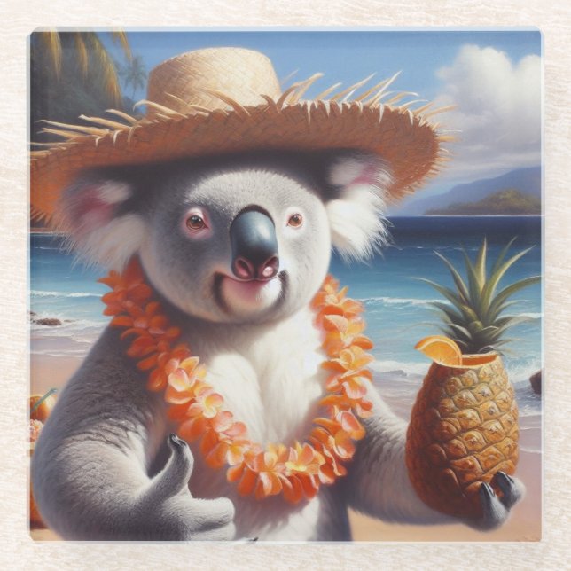 Dessous-de-verre En Verre Koala Luau (Devant)