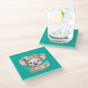 Dessous-de-verre En Verre Koala sarcelle mignon