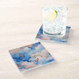 Dessous-de-verre En Verre Koi japonais paisible dans le Dessous de verre de