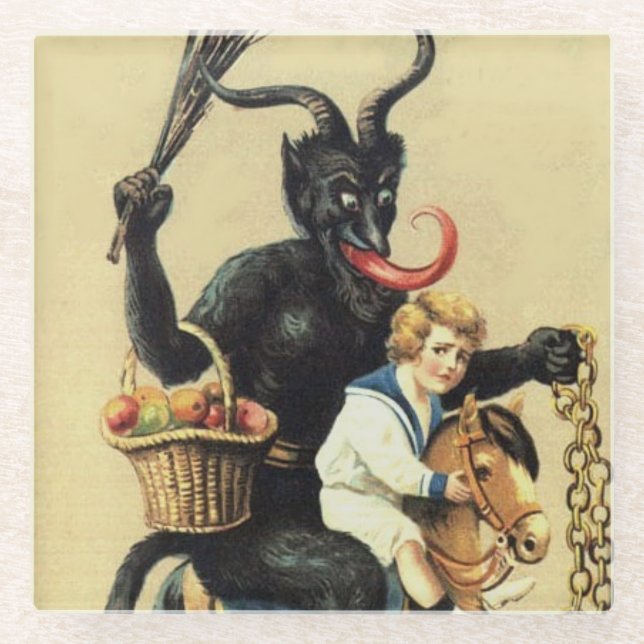 Dessous-de-verre En Verre Krampus Cheval Rocse Démon Noël Noël Noël Noël Noë (Devant)