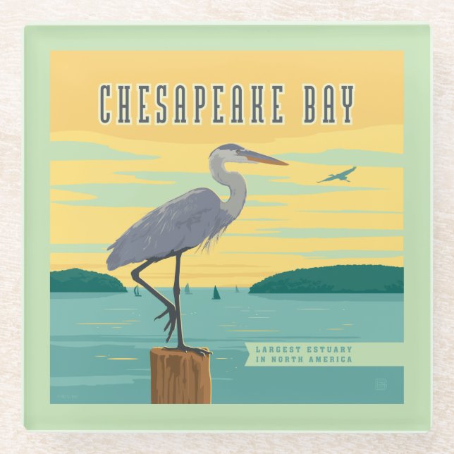 Dessous-de-verre En Verre La Baie De Chesapeake Le Plus Grand Estuaire D'Amé (Devant)