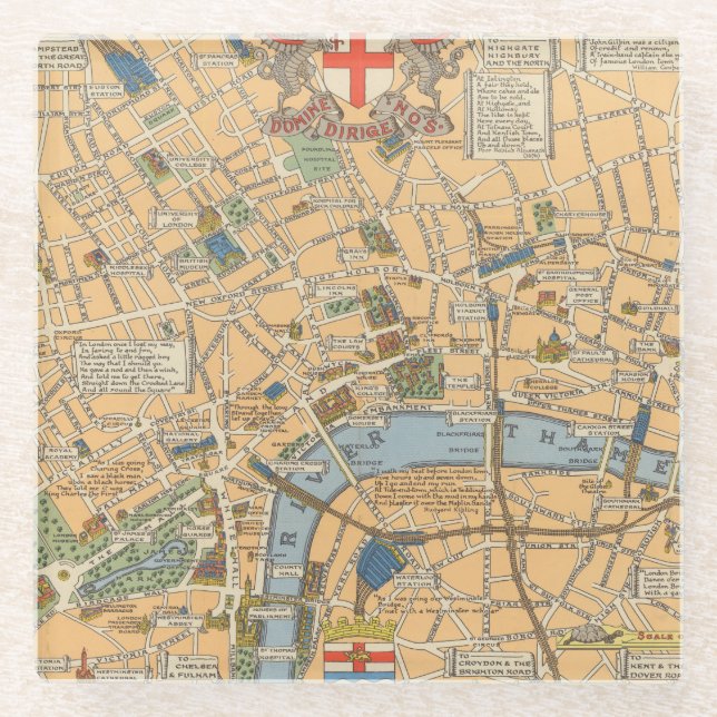 Dessous-de-verre En Verre La carte des enfants de Londres, Angleterre (Devant)