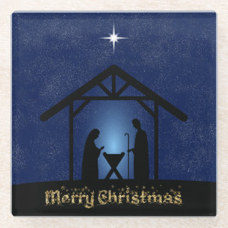 Dessous-de-verre En Verre La crèche de Noël Scène religieuse