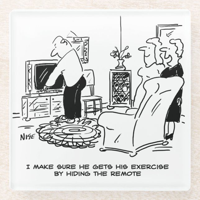 Dessous-de-verre En Verre La femme masque la télécommande de la télévision (Devant)