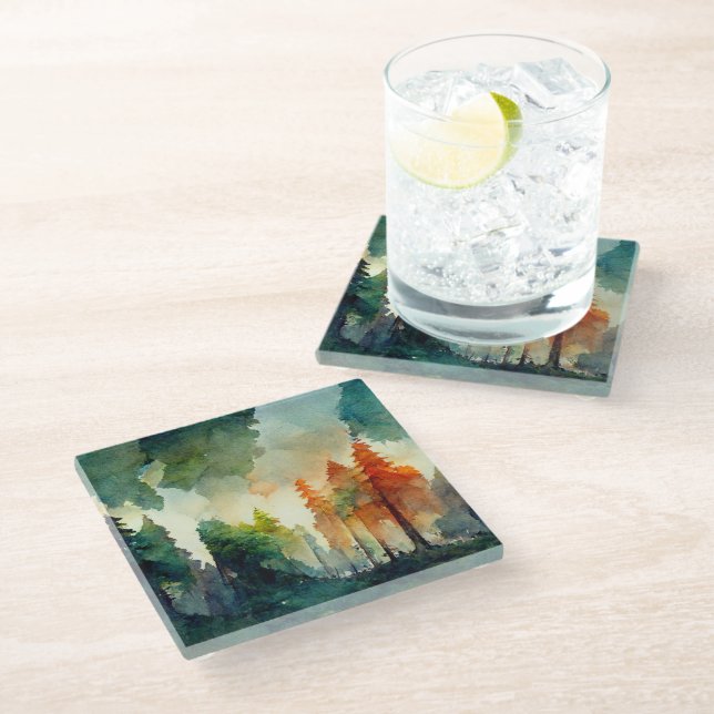 Dessous-de-verre En Verre La forêt (nature) (Incliné)