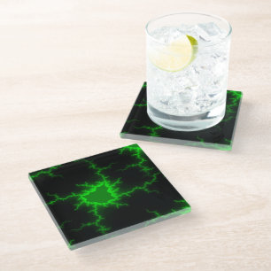 Dessous-de-verre En Verre La foudre verte Alien frappe le noir