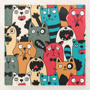 Dessous-de-verre En Verre La foule de chats