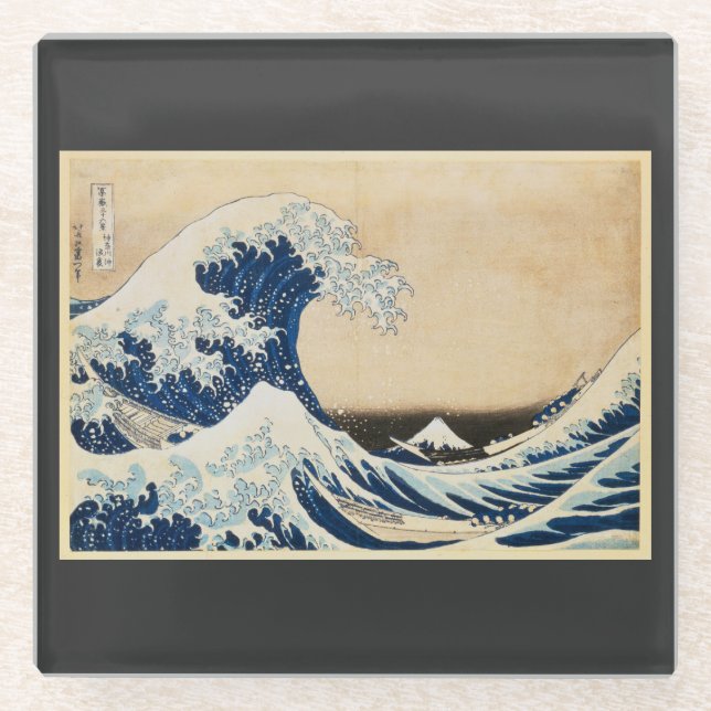 Dessous-de-verre En Verre La Grande Vague au large de Kanagawa par Hokusai (Devant)