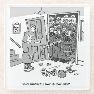 Dessous-de-verre En Verre La police anti-émeute perquisitionne un bien - Drô