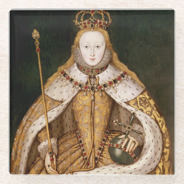 Dessous-de-verre En Verre La Reine Elizabeth I dans des robes longues de (Devant)