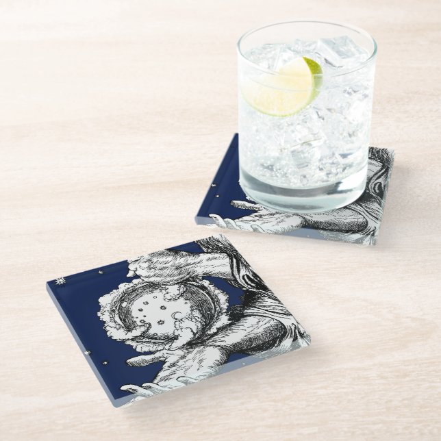 Dessous-de-verre En Verre La Rubaiyat de la création d'Omar Khayyam (Incliné)