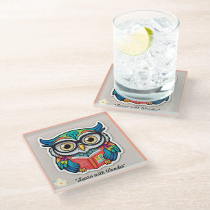 Dessous-de-verre En Verre "La Sagesse À Travers Les Livres"