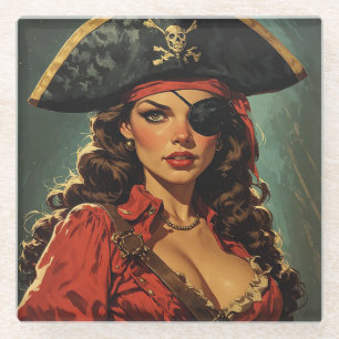 Dessous-de-verre En Verre La tentatrice pirate écarlate