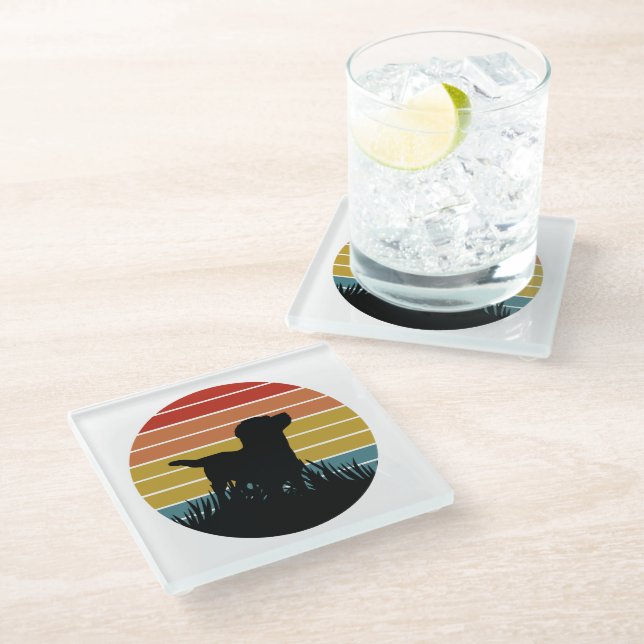 Dessous-de-verre En Verre Labrador Retro Sunset (Incliné)