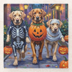 Dessous-de-verre En Verre Labradors faisant Trick-or-Treat dans des costumes