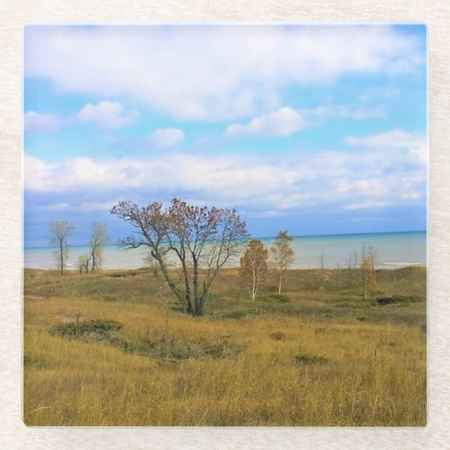 Dessous-de-verre En Verre Lac Michigan, Sheboygan, Wisconsin (Devant)