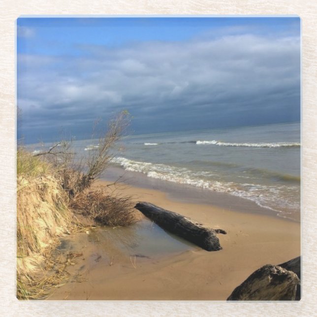 Dessous-de-verre En Verre Lac Michigan, Sheboygan, Wisconsin (Devant)