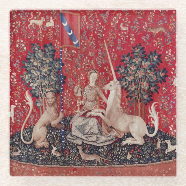 Dessous-de-verre En Verre Lady and Unicorn Medieval Tapestry Sight (Devant)