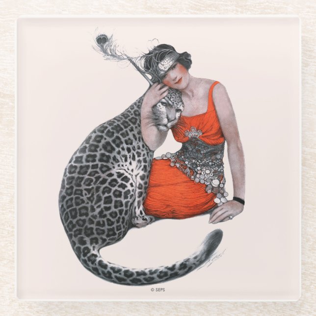 Dessous-de-verre En Verre Lady et Leopard (Devant)