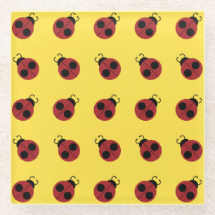 Dessous-de-verre En Verre Ladybug 60s rétro cool rouge jaune