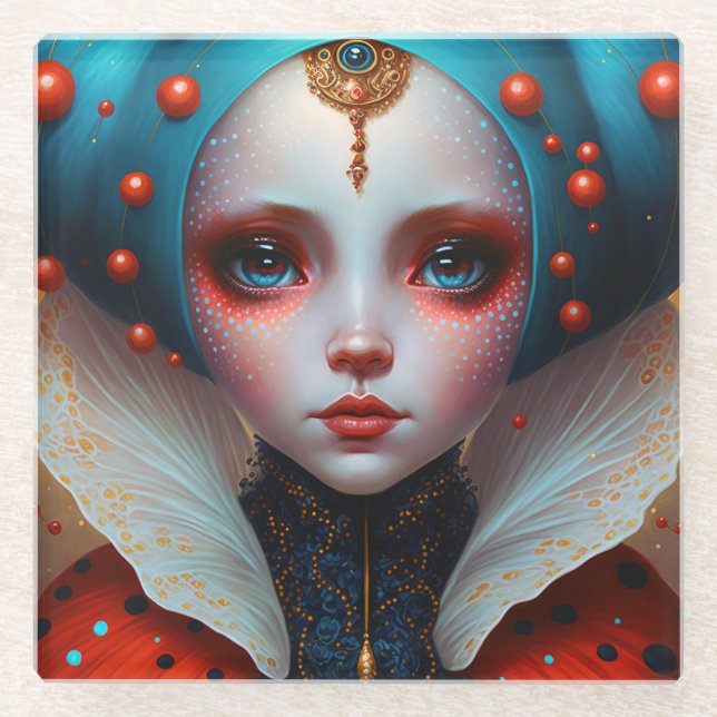 Dessous-de-verre En Verre Ladybug Queen Cute Imaginaire Art (Devant)