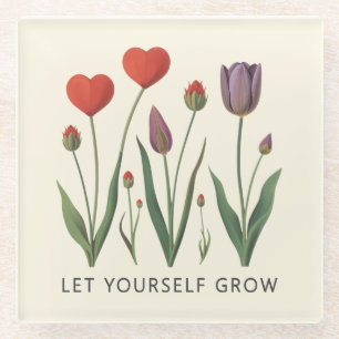 Dessous-de-verre En Verre Laissez-vous grandir Art floral de tulipes en form