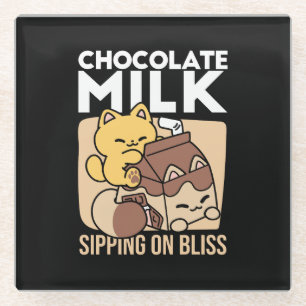 Dessous-de-verre En Verre Lait chocolaté savourant la félicité – Nourriture