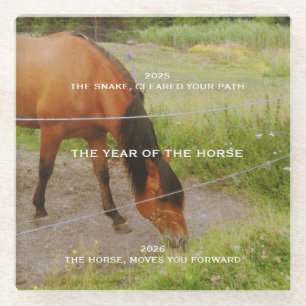 Dessous-de-verre En Verre L'année du Cheval, citation 2026