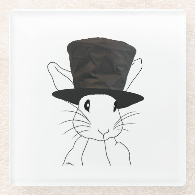Dessous-de-verre En Verre Lapin blanc (Devant)