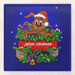 Dessous-de-verre En Verre Lapin de Noël