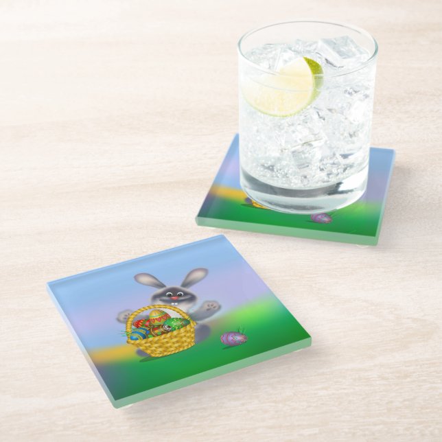 Dessous-de-verre En Verre Lapin de Pâques (Incliné)