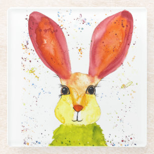 Dessous-de-verre En Verre Lapin Lapin Lièvre Flore Animaux Mignonne Glas