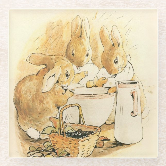 Dessous-de-verre En Verre Lapins et Pudding au lait par Beatrix Potter (Devant)