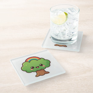 Dessous-de-verre En Verre L'arbre convivial Kawaii